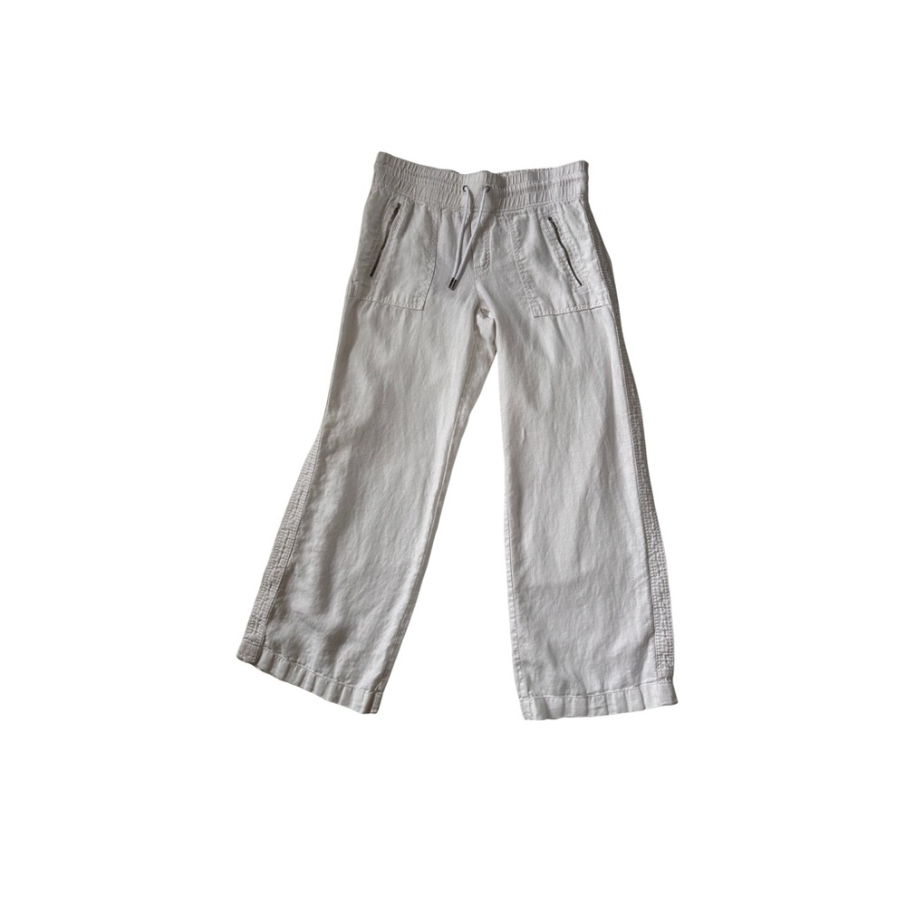 Athleta White Linen Wide-Leg Pants